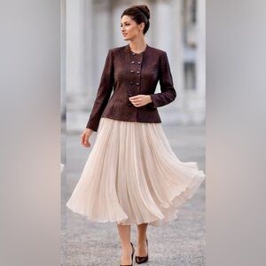 Vintage Leslie Fay Chocolate Brown Textured Blazer Size 10p